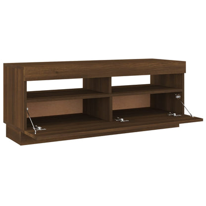 TV Cabinet with LED Lights Brown Oak 100x35x40 cm