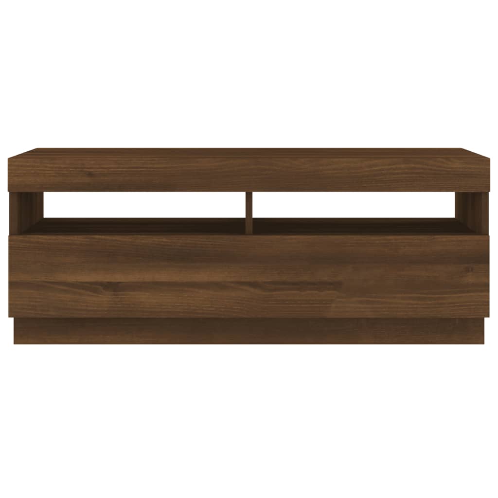 TV Cabinet with LED Lights Brown Oak 100x35x40 cm