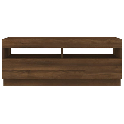 TV Cabinet with LED Lights Brown Oak 100x35x40 cm