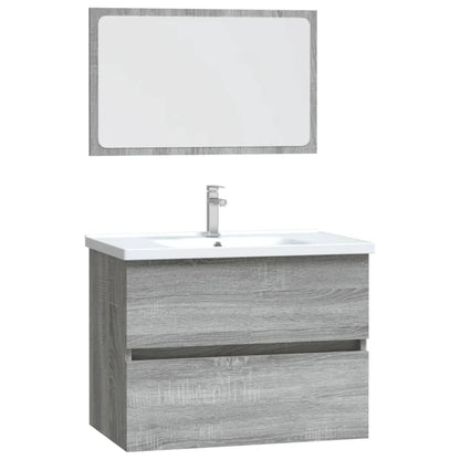 2 Piece Bathroom Furniture Set Grey Sonoma Engineered Wood