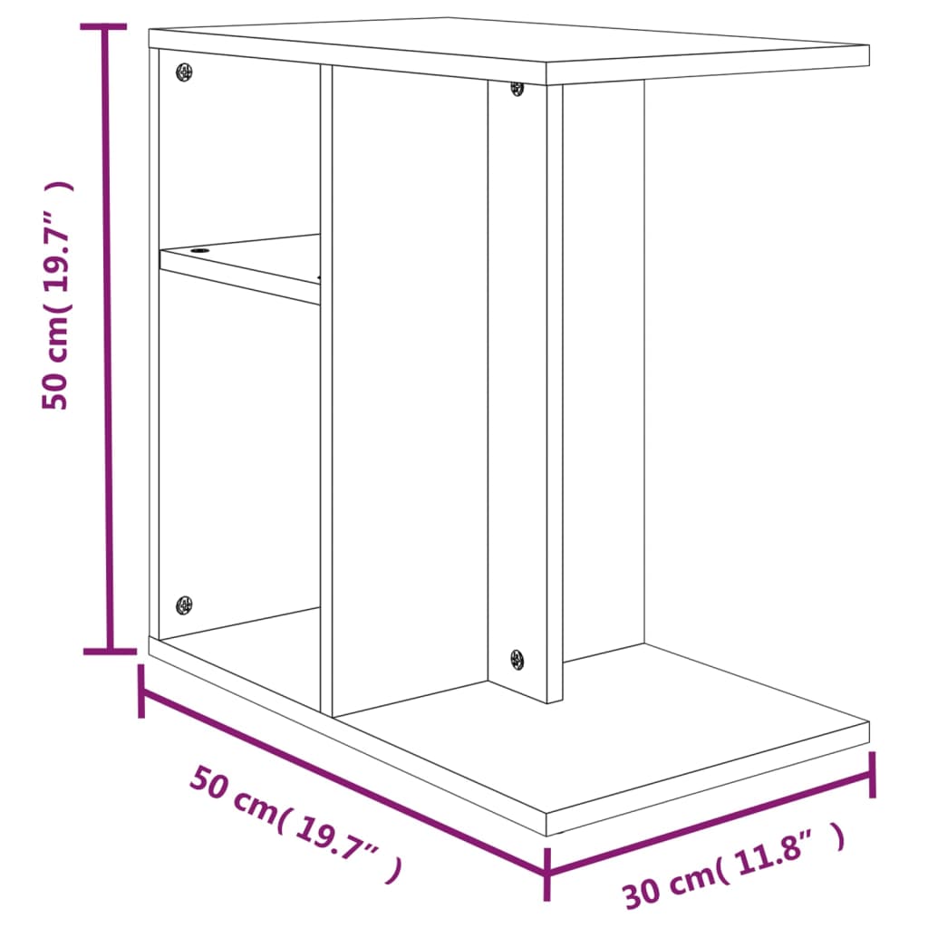 Side Table Smoked Oak 50x30x50 cm Engineered Wood