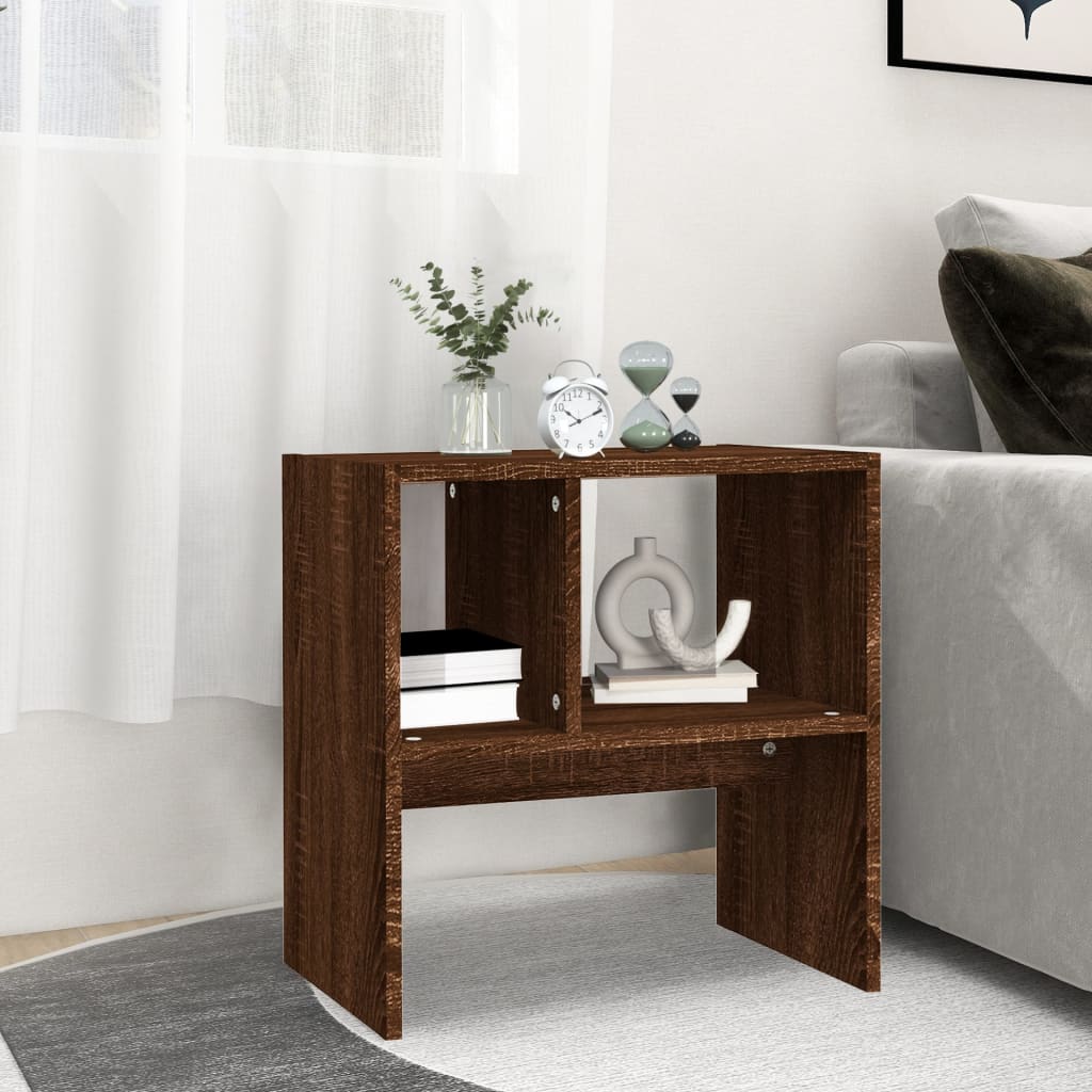 Side Table Brown Oak 50x30x50 cm Engineered Wood