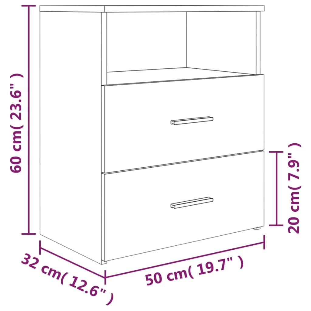 Bed Cabinet Smoked Oak 50x32x60 cm