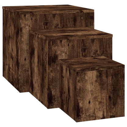 Side Tables 3 pcs Smoked Oak Engineered Wood