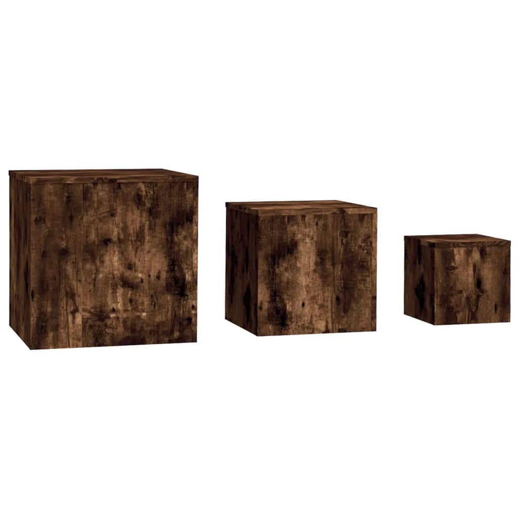 Side Tables 3 pcs Smoked Oak Engineered Wood