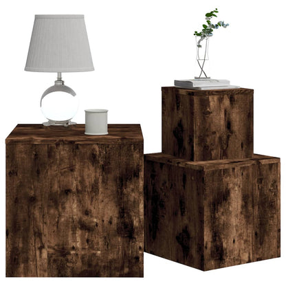 Side Tables 3 pcs Smoked Oak Engineered Wood