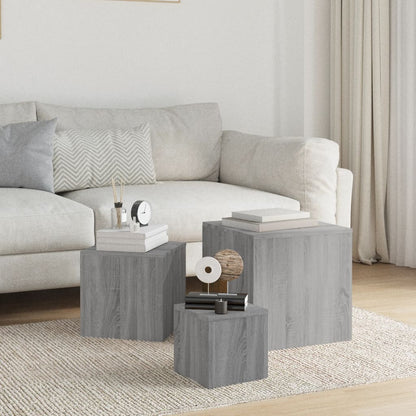 Side Tables 3 pcs Grey Sonoma Engineered Wood