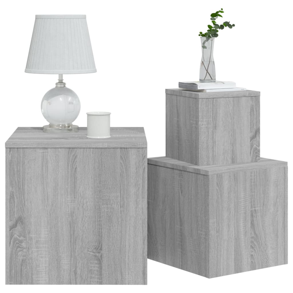 Side Tables 3 pcs Grey Sonoma Engineered Wood