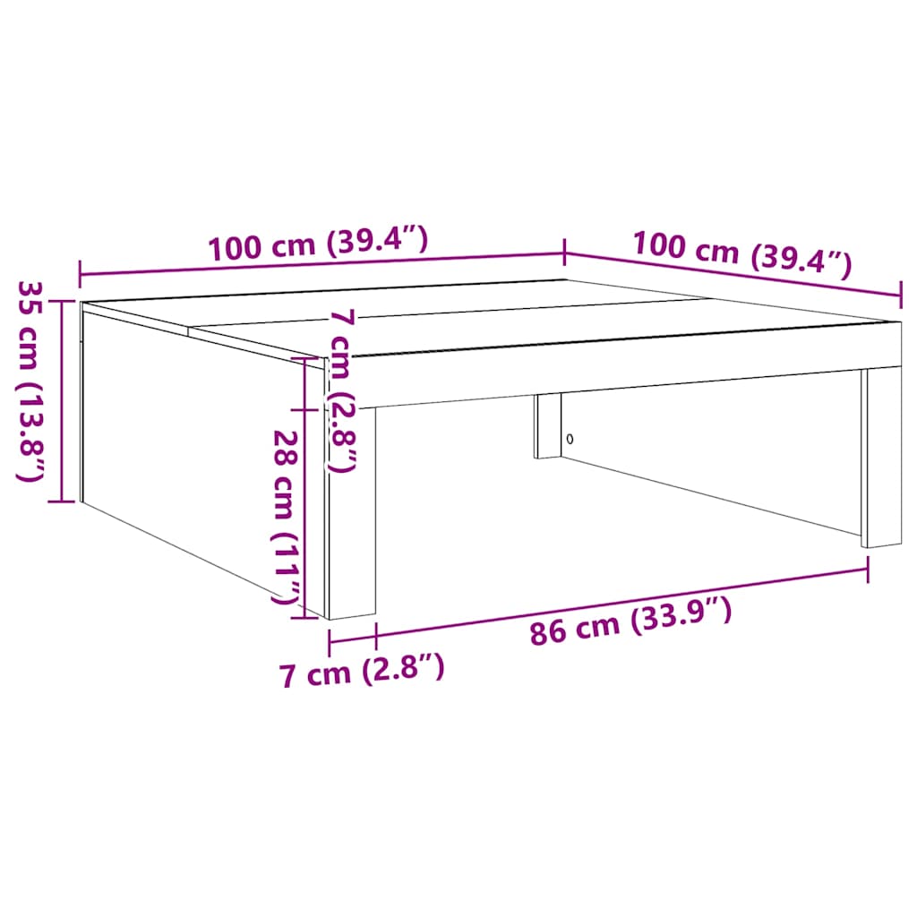 Coffee Table Grey Sonoma 100x100x35 cm Engineered Wood