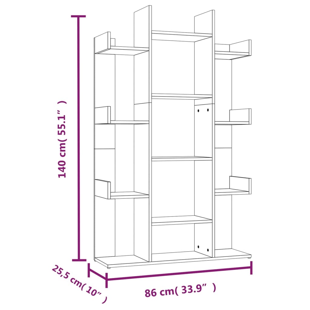 Book Cabinet Grey Sonoma 86x25.5x140 cm Engineered Wood