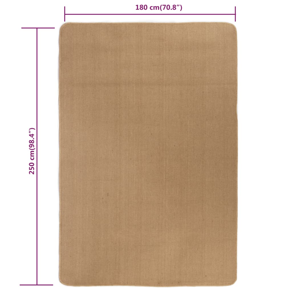 Area Rug Jute with Latex Backing 180x250 cm