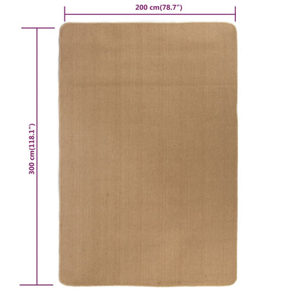 Area Rug Jute with Latex Backing 200x300 cm