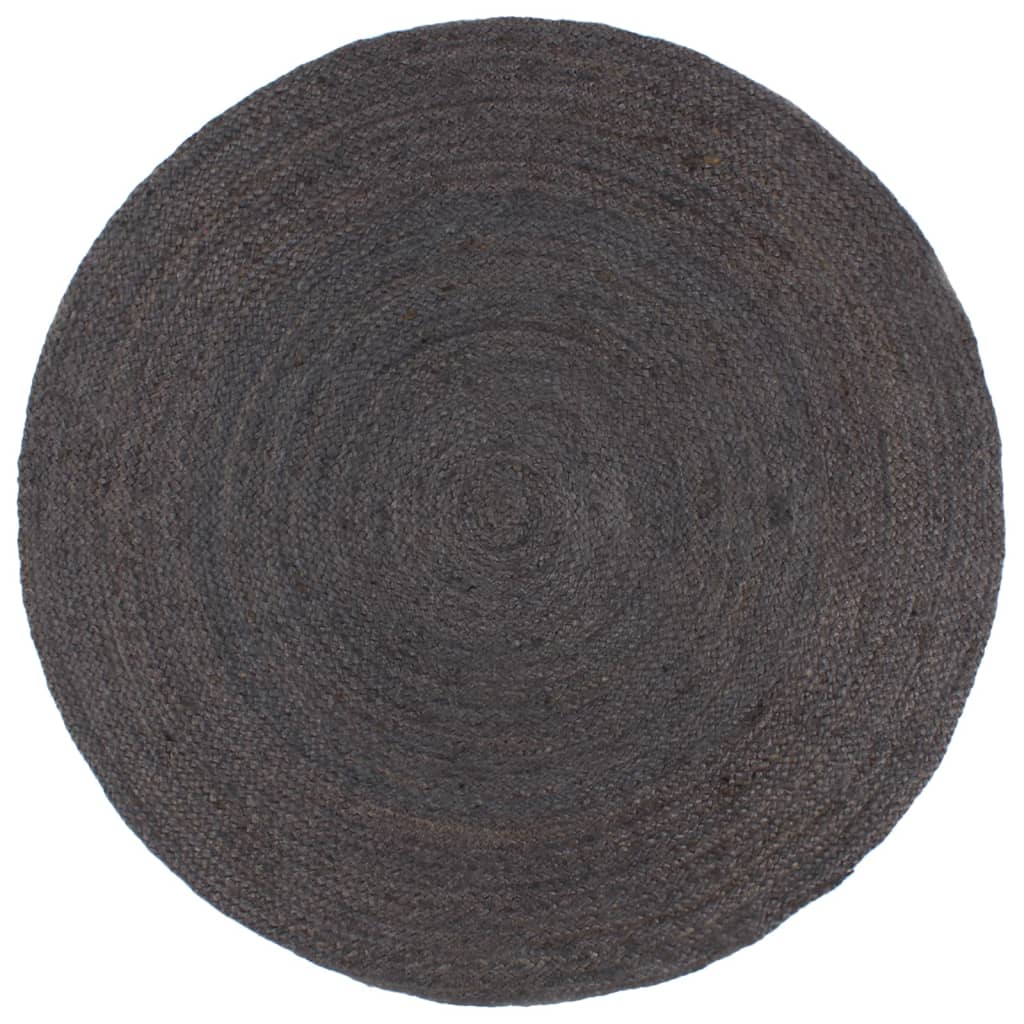 Handmade Rug Jute Round 180 cm Dark Grey