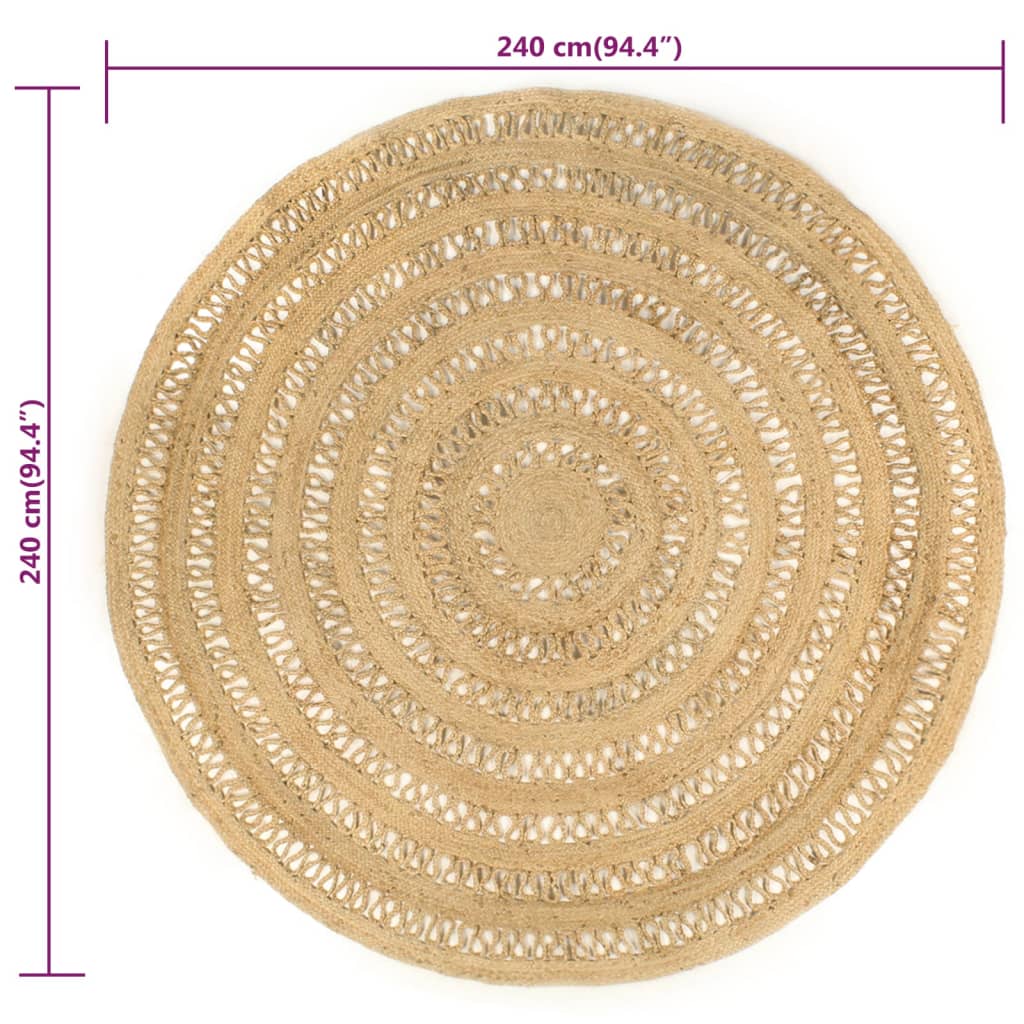 Handmade Rug Braided Jute 240 cm