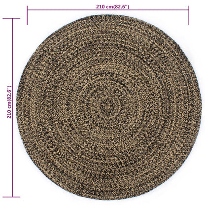 Handmade Rug Jute Black and Brown 210 cm