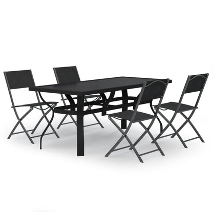 5 Piece Garden Dining Set Grey and Black