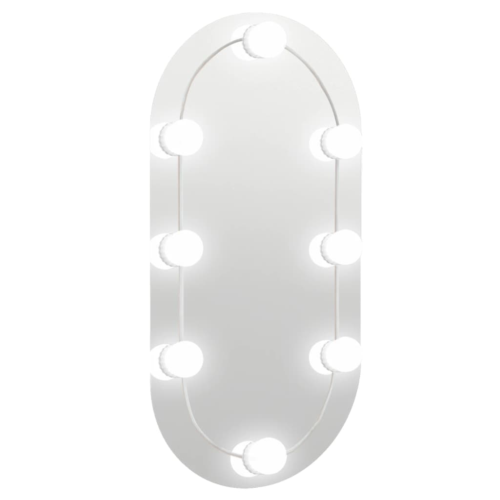 Mirror with LED Lights 60x30 cm Glass Oval