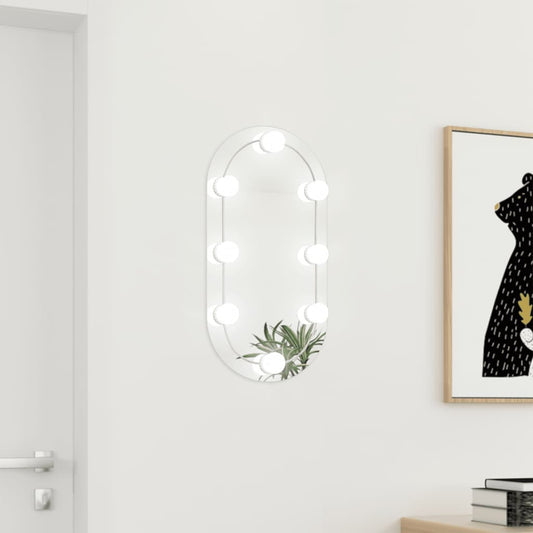 Mirror with LED Lights 60x30 cm Glass Oval