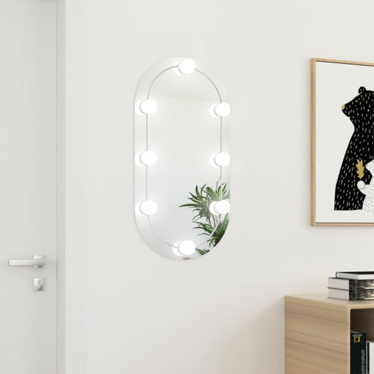 Mirror with LED Lights 80x40 cm Glass Oval