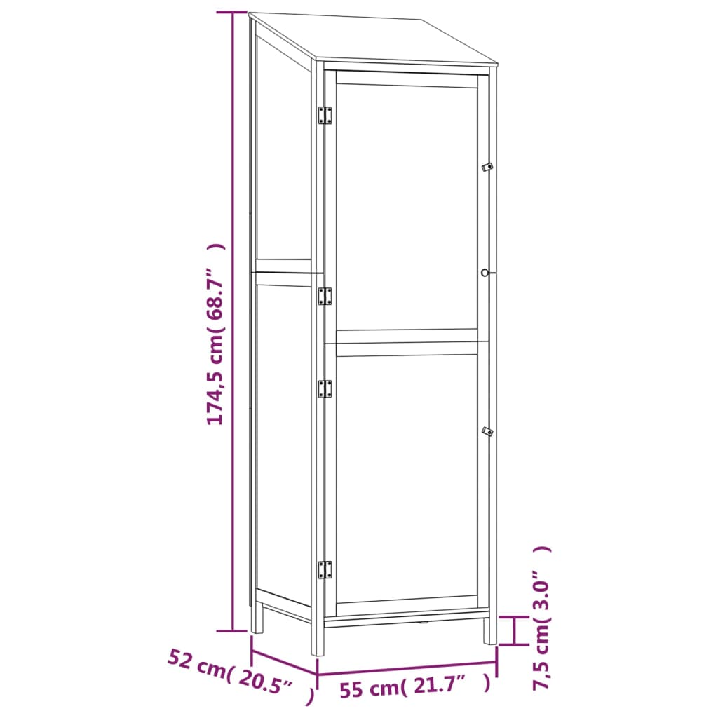 Garden Shed Brown 55x52x174.5 cm Solid Wood Fir