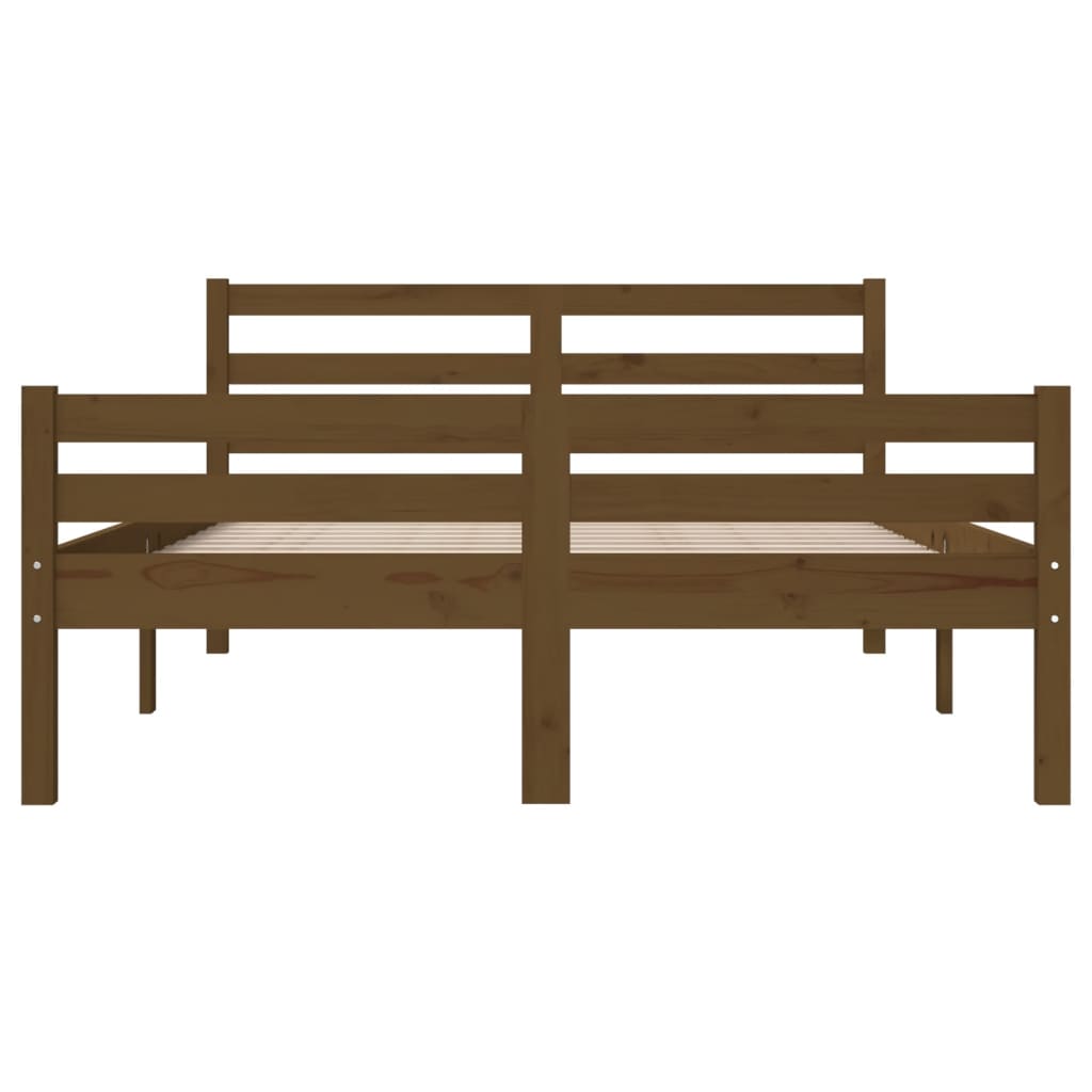 Bed Frame without Mattress Honey Brown Solid Wood 140x190 cm