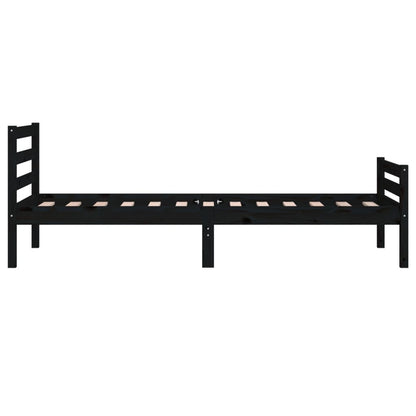 Bed Frame without Mattress Black Solid Wood 90x200 cm