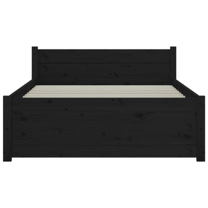 Bed Frame without Mattress Black Solid Wood 75x190 cm Small Single
