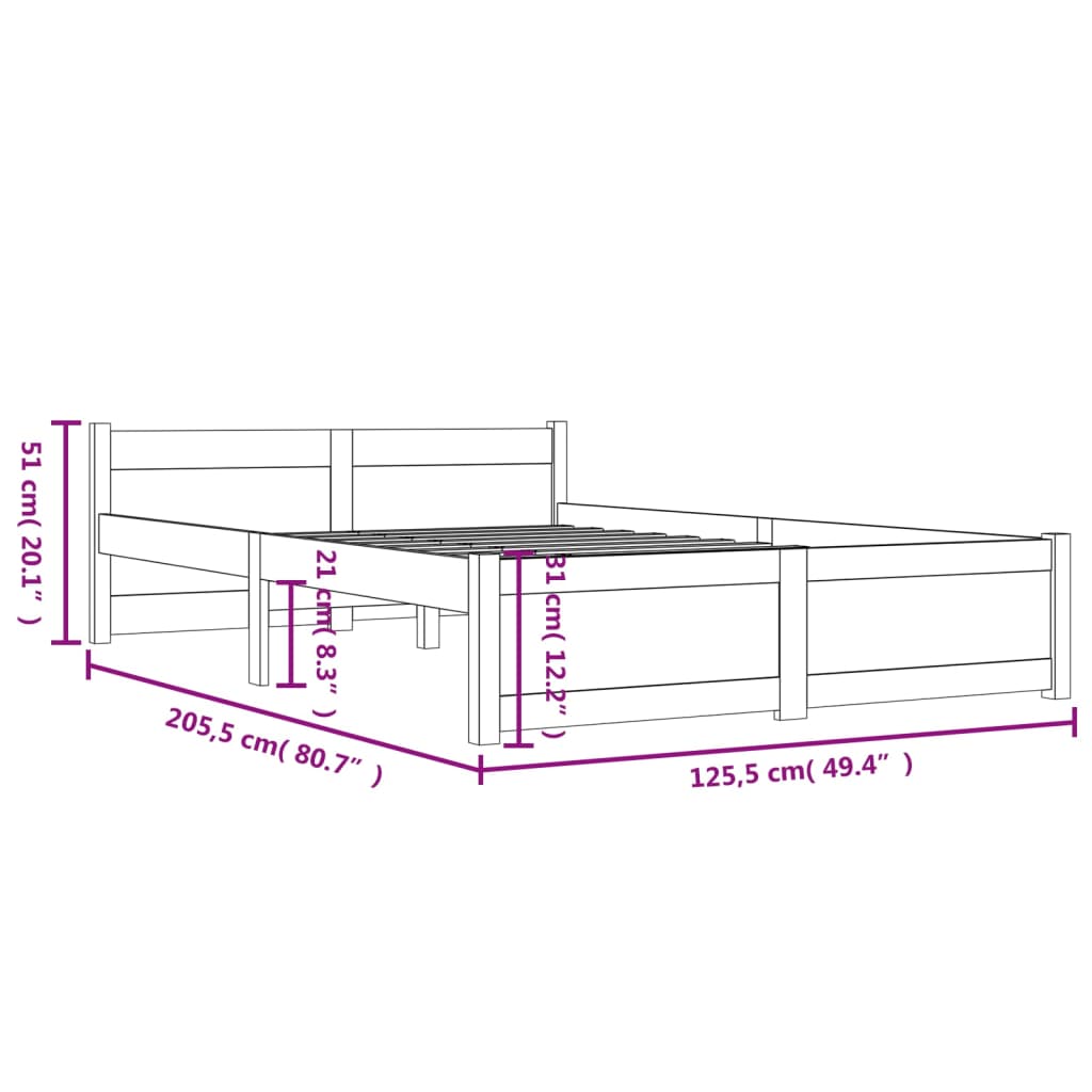 Bed Frame without Mattress Solid Wood 120x200 cm