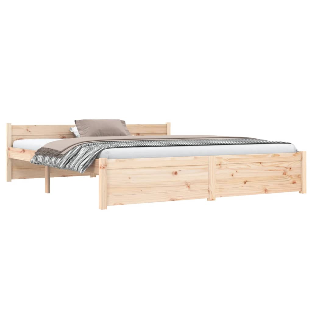 Bed Frame without Mattress Solid Wood 150x200 cm King Size King Size