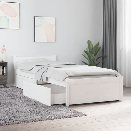 Bed Frame with Drawers White 75x190 cm Small Single