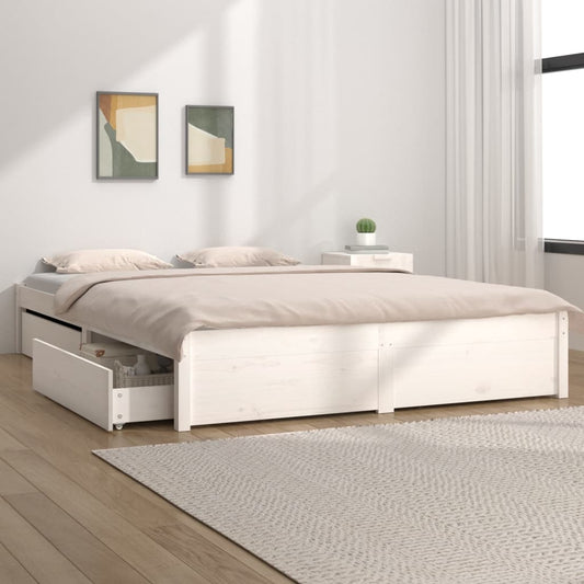 Bed Frame with Drawers White 180x200 cm Super King Size