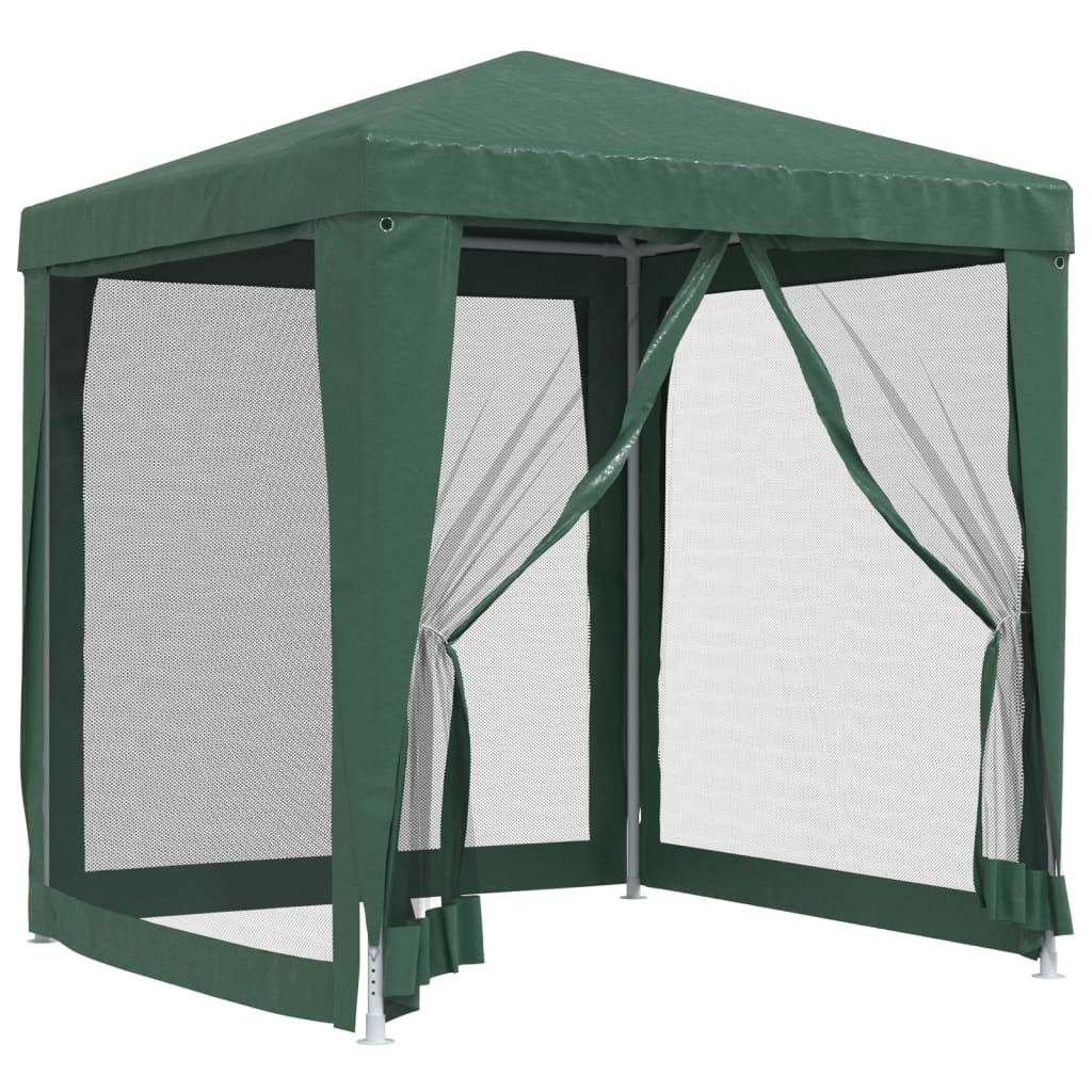 Party Tent with 4 Mesh Sidewalls Green 2x2 m HDPE