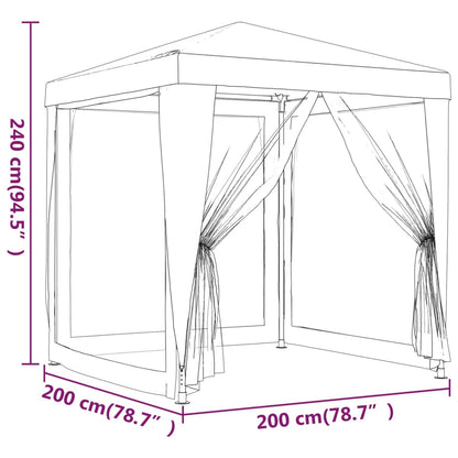 Party Tent with 4 Mesh Sidewalls Green 2x2 m HDPE