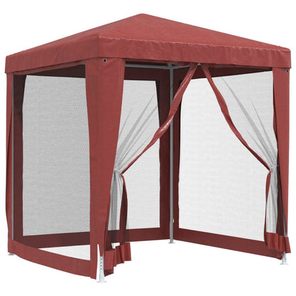 Party Tent with 4 Mesh Sidewalls Red 2x2 m HDPE