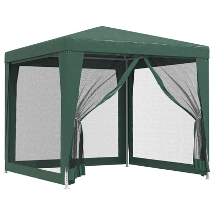 Party Tent with 4 Mesh Sidewalls Green 2.5x2.5 m HDPE