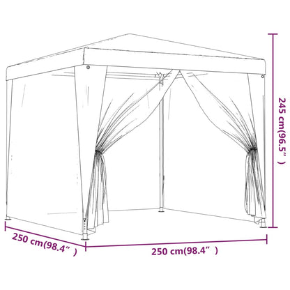 Party Tent with 4 Mesh Sidewalls Green 2.5x2.5 m HDPE