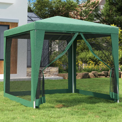 Party Tent with 4 Mesh Sidewalls Green 2.5x2.5 m HDPE