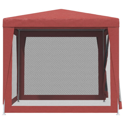 Party Tent with 4 Mesh Sidewalls Red 2.5x2.5 m HDPE