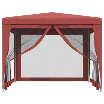 Party Tent with 4 Mesh Sidewalls Red 3x3 m HDPE