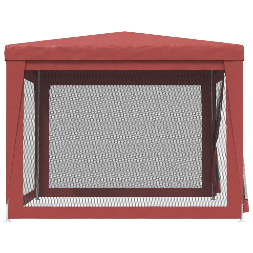 Party Tent with 4 Mesh Sidewalls Red 3x3 m HDPE