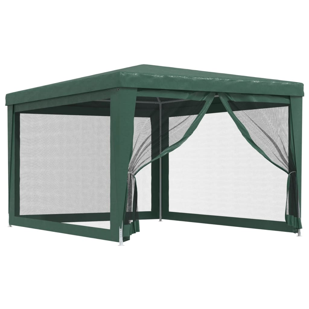 Party Tent with 4 Mesh Sidewalls Green 3x4 m HDPE