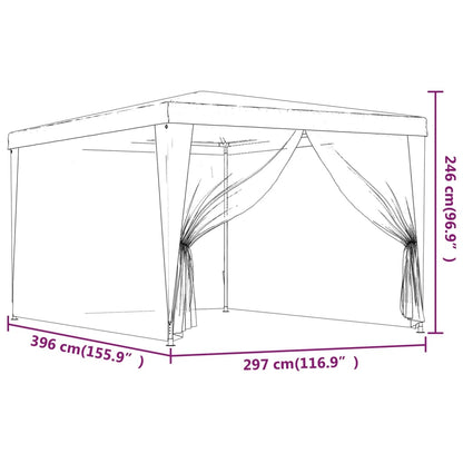 Party Tent with 4 Mesh Sidewalls Green 3x4 m HDPE