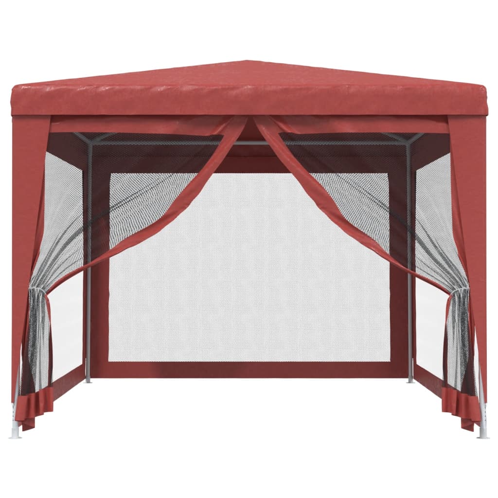 Party Tent with 4 Mesh Sidewalls Red 3x4 m HDPE