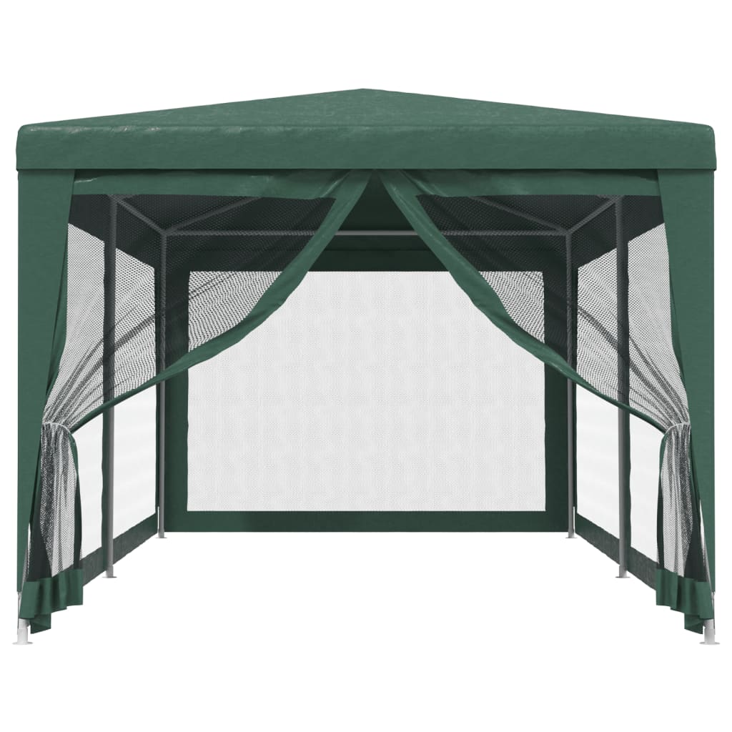 Party Tent with 6 Mesh Sidewalls Green 3x6 m HDPE