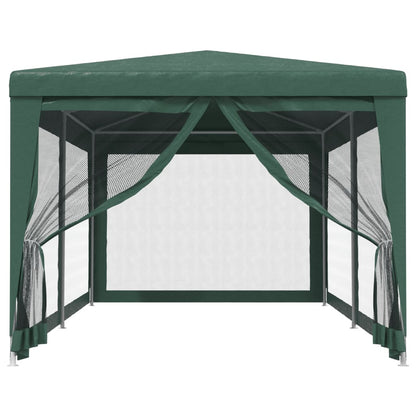 Party Tent with 6 Mesh Sidewalls Green 3x6 m HDPE