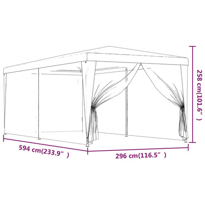 Party Tent with 6 Mesh Sidewalls Green 3x6 m HDPE