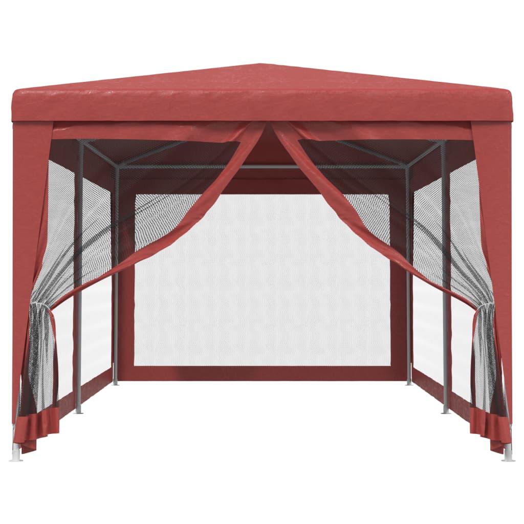 Party Tent with 6 Mesh Sidewalls Red 3x6 m HDPE