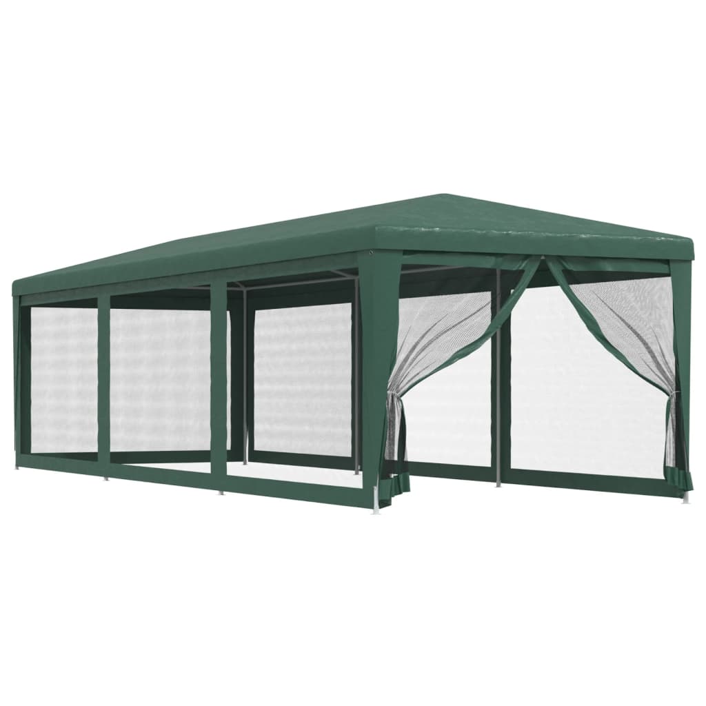 Party Tent with 8 Mesh Sidewalls Green 3x9 m HDPE