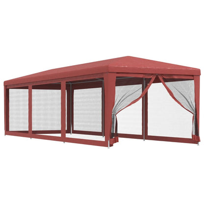 Party Tent with 8 Mesh Sidewalls Red 3x9 m HDPE