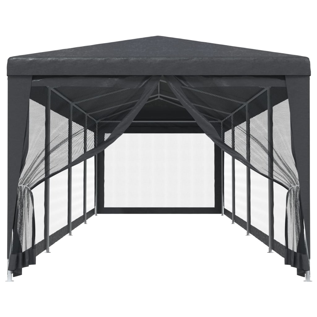 Party Tent with 10 Mesh Sidewalls Anthracite 3x12 m HDPE